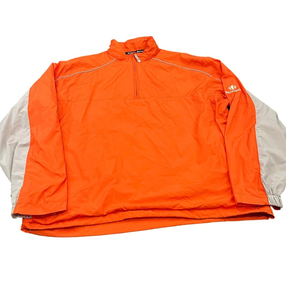 Sunice Windbreaker‎ Jacket Mens L Orange 1/4 Zip Pullover Golf Lightweight 3621
